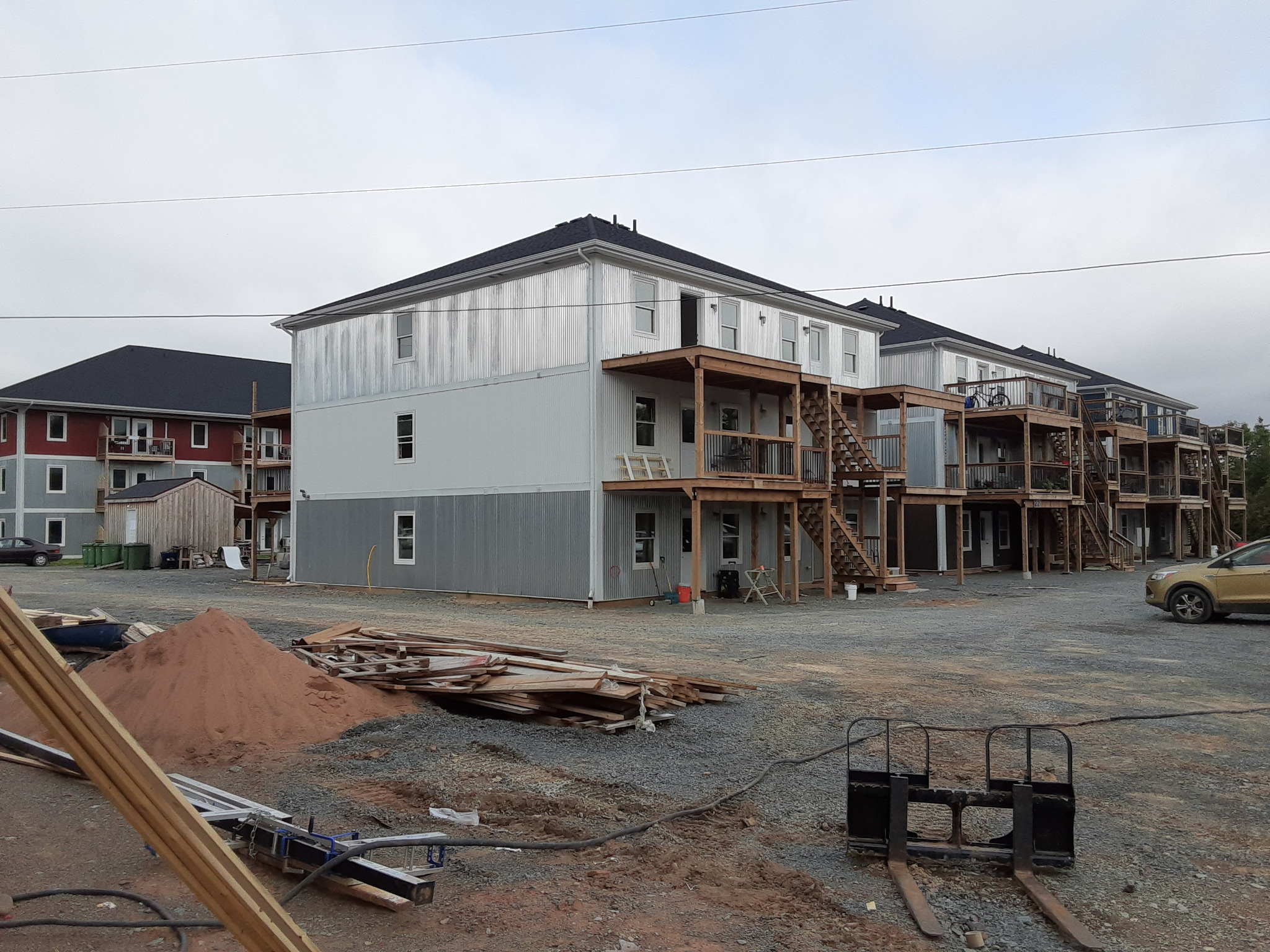 A large multi-building residential development under construction in Nova Scotia.